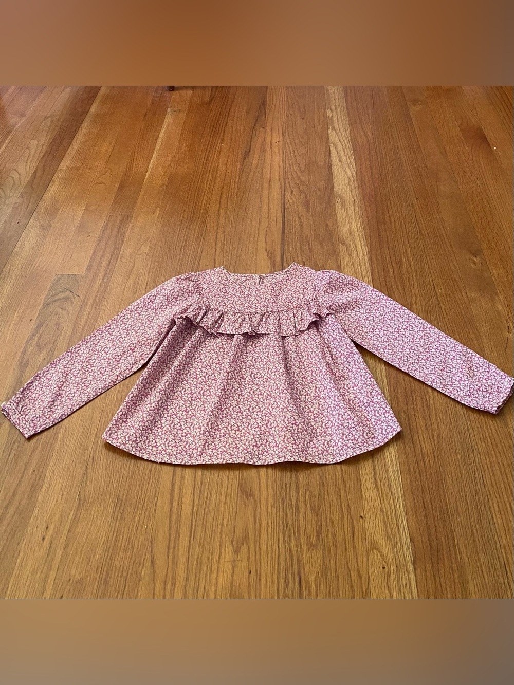 Jacadi Paris Big Girl Liberty Pink Floral Ruffle Long-Sleeve Blouse